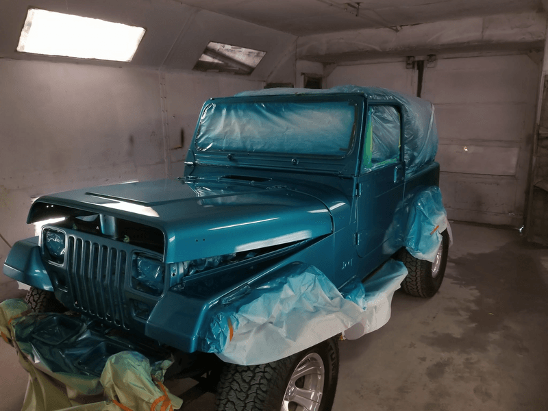 Classic truck restoration in the paint booth